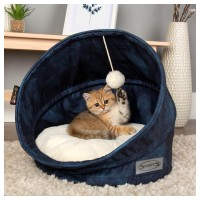 Домик-пещера Knightsbridge Cat Cave 44*44*48 см, синий, экозамша, Scruffs (Скрафс)