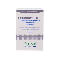 Синбиотик D-C для собак для пищеварения, 50 капсул, Protexin