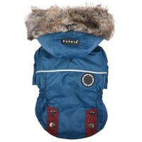 Паппи Куртка с капюшоном Brock для собак синяя, XL, обхват шеи 37 см, обхват груди 58 см, длина по спинке 35 см, Puppia