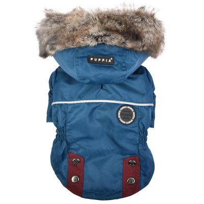 Паппи Куртка с капюшоном Brock для собак синяя, XL, обхват шеи 37 см, обхват груди 58 см, длина по спинке 35 см, Puppia
