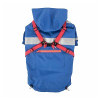 Паппи Дождевик Wilderness с капюшоном и шлейкой, M, обхват шеи 26 см, груди 41 см, длина спины 26,5 см, синий, Puppia