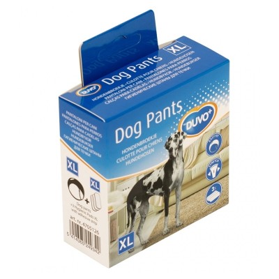 Дуво+ Трусы для собак гигиенические Dog Pants черные + 3 прокладки, XL, объем талии 50-59 см, Duvo+