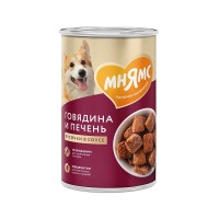Мнямс Консервы для собак 12*400г, кусочки в соусе, Здоровые суставы (говядина/печень)
