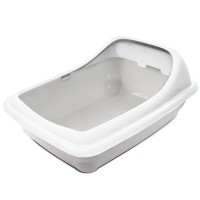 Туалет-лоток Волна с рамкой и высоким задним бортом 45,5*35*20 см, серый/белый, Gamma (Гамма)