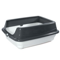 Туалет-лоток Пушок с высоким задним бортом 45,5*35*19 см, белый/серый, Gamma (Гамма)