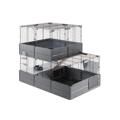 Ферпласт Клетка CAGE MULTIPLA DOUBLE для кроликов и морских свинок, 107,5*72*96,5 см, серая, Ferplast