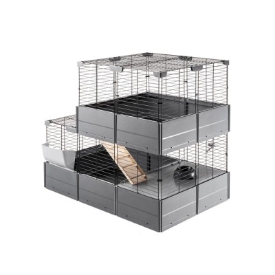 Ферпласт Клетка CAGE MULTIPLA DOUBLE для кроликов и морских свинок, 107,5*72*96,5 см, серая, Ferplast