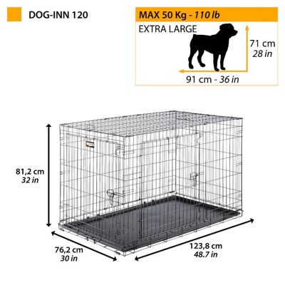 Клетка металлическая двухдверная DOG-INN 120, 123*76*81 см, Ferplast (Ферпласт)