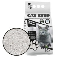 Кет Степ Наполнитель комкующийся минеральный Cat Step Compact White, Carbon, с активированным углем, 10 л