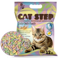 Кет Степ Наполнитель комкующийся растительный Cat Step Tofu Tutti Frutti, с ароматом лимонной карамели, 12 л