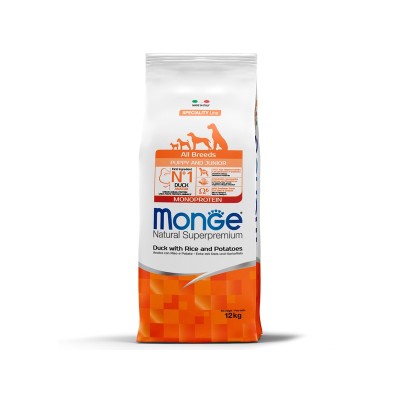 Монже Корм Dog Monoprotein Puppy/Junior для щенков Утка/Рис/Картофель, 2,5 кг, Monge