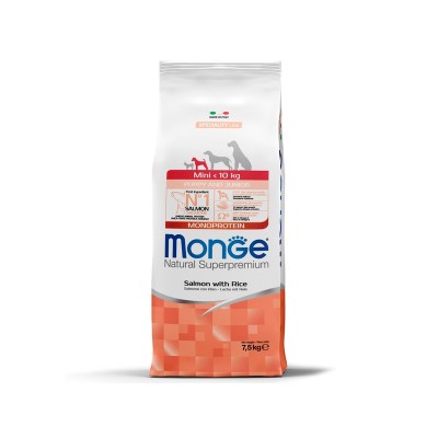 Монже Корм Dog Monoprotein Puppy/Junior для щенков мелких пород Лосось/Рис, 7,5 кг, Monge
