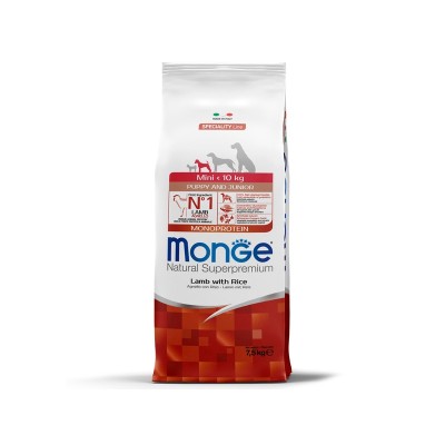 Монже Корм Dog Monoprotein Puppy/Junior для щенков мелких пород Ягненок/Рис, 7,5 кг, Monge