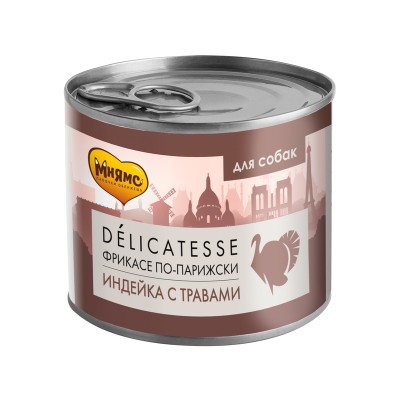 Мнямс Консервы Delicatesse для собак, 200 г, паштет, Фрикасе по-парижски (индейка/травы)