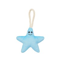 Мистер Кранч Игрушка Звездочка с канатом и пищалкой для собак, 26*16*5 см, нежно-голубой, Mr.Kranch