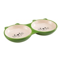 Ферпласт Миска керамическая IZAR двойная, 230 мл, 21,5*12*2,5 см, зеленая, Ferplast