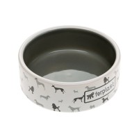Ферпласт Миска керамическая JUNO BOWL для собак, бело-серая, MEDIUM, 750 мл, Ferplast