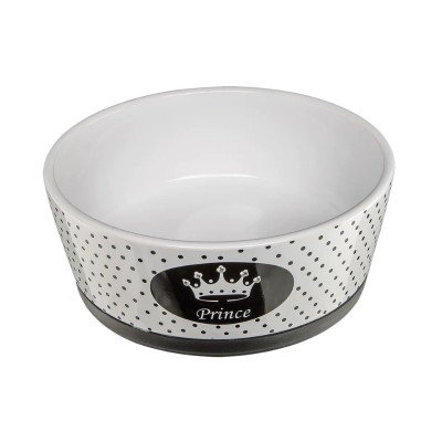 Ферпласт Миска керамическая на резинке ALYA 1,1 л, бело-черная, Ferplast