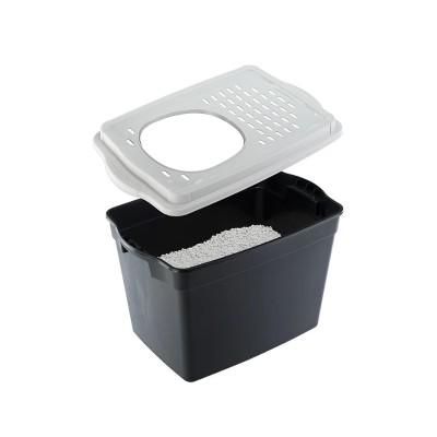 Ферпласт Туалет-бокс для кошек JUMPY 38*57*39 см с верхним входом, серый, Ferplast