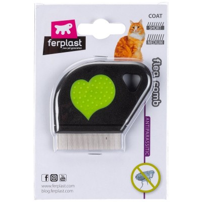 Гребень антиблошиный для кошек, 7*9*6 см, зеленый/черный, Ferplast (Ферпласт)