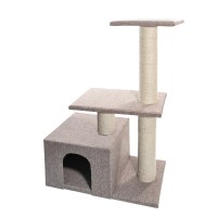 Комплекс Витязь с двумя площадками для кошек, 58*36*87 см, бежевый, Гамма