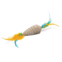 Триол Игрушка для кошек, серия NATURAL, гофрокартон, конус с перьями, 3,5*8/22 см, Triol