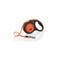 Флекси Рулетка NEW NEON для собак до 25 кг, лента 5 м, неоновый оранжевый, Flexi