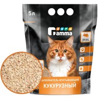 Наполнитель впитывающий кукурузный для кошек и грызунов, мелкие гранулы, 5 л, Gamma (Гамма)