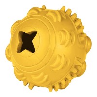 Мистер Кранч Игрушка для лакомств Мяч, 8 см, каучук, желтый, аромат сливок, Mr.Kranch