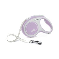 Флекси Рулетка NEW COMFORT для собак до 25 кг, лента 5 м, серый/розовый, Flexi