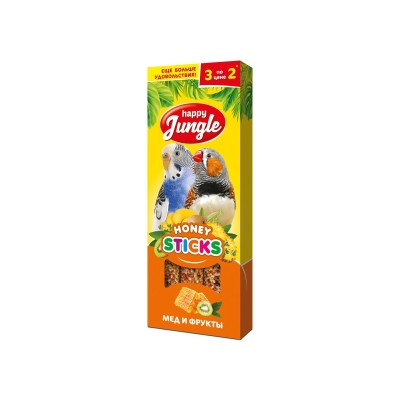 Крекеры для мелких и средних птиц Мед/Фрукты, 3 шт/уп., 100 г, Happy Jungle (Хэппи Джангл)