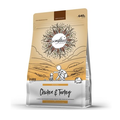Крафтиа Корм CRAFTIA NATURA для щенков миниатюрных и мелких пород Курица/Индейка, 640 г  , Craftia