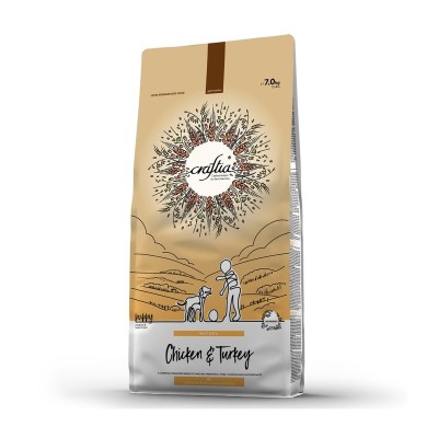 Крафтиа Корм CRAFTIA NATURA для щенков средних и крупных пород Курица/Индейка, 640 г  , Craftia