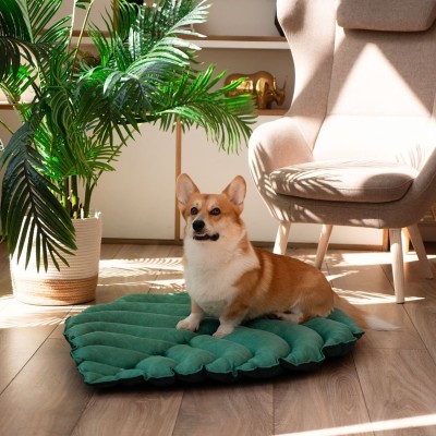 Мистер Кранч Лежанка Листочек большая, имитация кожи, 120*73*6 см, зеленый, Mr.Kranch