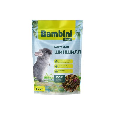 Корм Bambini Pets для шиншилл, 800 г