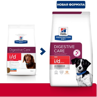 Хиллс Диетический корм Prescription Diet Digestive Care i/d Stress Mini для собак мелких пород для поддержания здоровья пищеварения и при стрессе, 1 кг, Hills