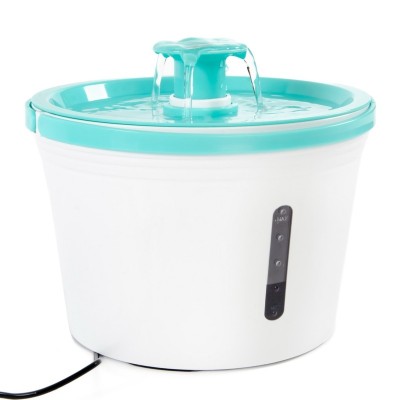 Питьевой фонтан с 2 насадками Pet Fountain USB, бело-зелёный 1,6 л, 20*19 см,  SkyRus (СкайРус)