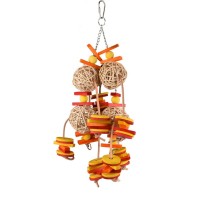 Игрушка для птиц Wico Mia 43 см, ротанг/кожа/дерево, Flamingo (Фламинго)