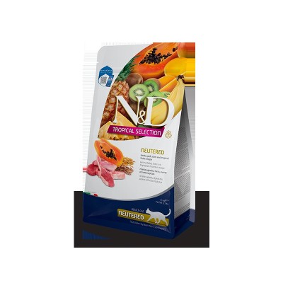 Фармина Корм низкозерновой N/D Low Grain Neutered Tropical Selection Cat Lamb Ягненок, спельта, овес, тропические фрукты для стерилизованных кошек и кастрированных котов, 300 г, Farmina