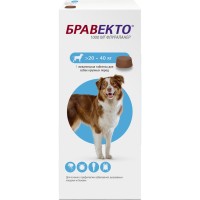 Bravecto 20-40 кг Жевательные таблетки для собак (от клещей и блох), 1 таб